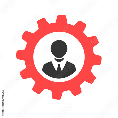 Business avatar inside red gear icon