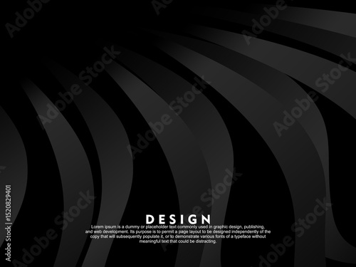 Abstract futuristic dark black background with wave design. Realistic 3d wallpaper with luxurious flowing lines. Perfect background for posters, websites, brochures, banners, applications, etc.	
