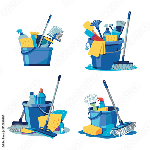 set of cleaning tools vector