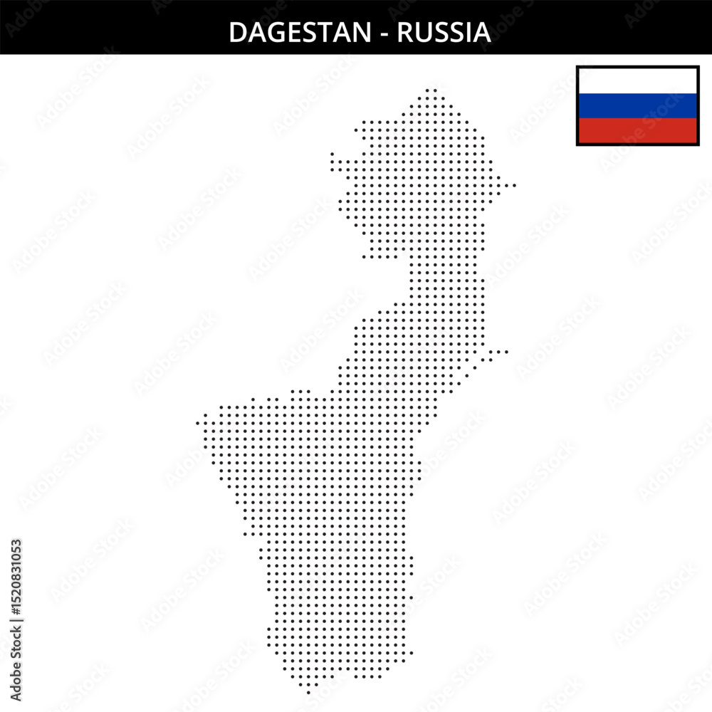 Obraz premium Small dots map of Dagestan in Russia