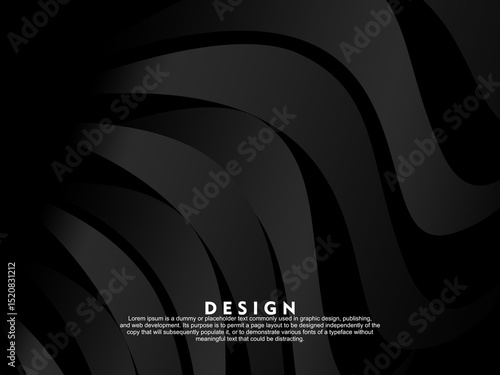 Abstract futuristic dark black background with wave design. Realistic 3d wallpaper with luxurious flowing lines. Perfect background for posters, websites, brochures, banners, applications, etc.	
