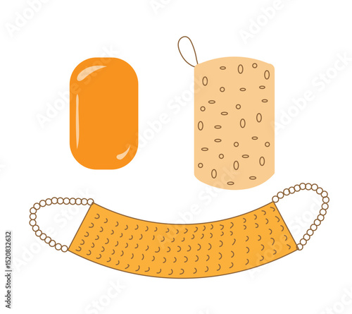 soap two washcloths on a white background,