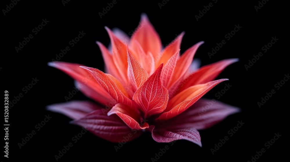 Vibrant Red and Orange Blossom with Delicate Petals Against a Dark Background Vibrant Red and Orange Blossom with Delicate Petals Against a Dark Background