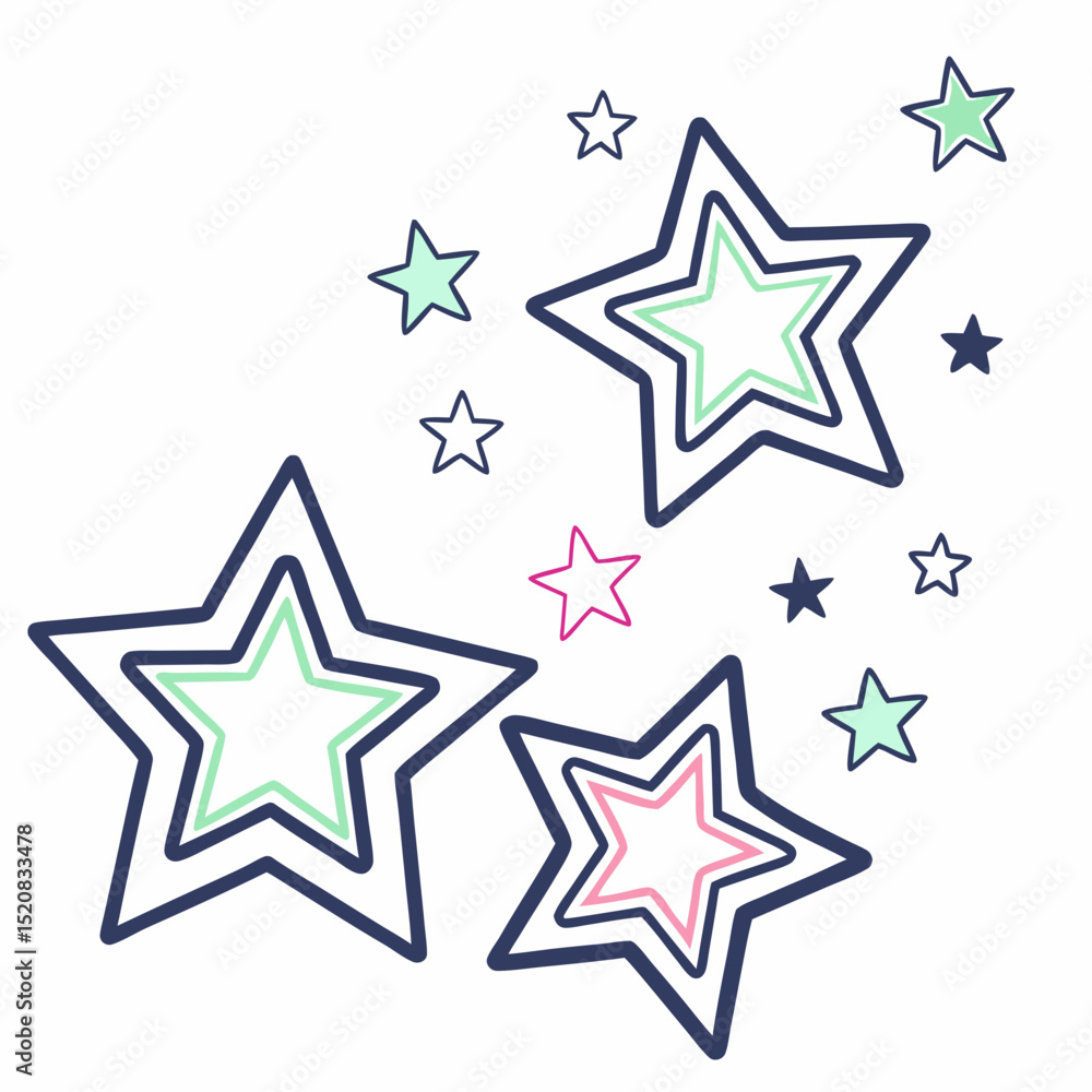 Bright Neon Star Icons with Soft Glow on Clean Background Bright Neon Star Icons with Soft Glow on Clean Background