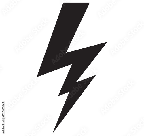 Black lightning bolt icon graphic design element representing power energy electricity voltage symbol vector art illustration