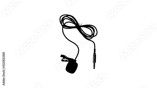 Lavalier Clip On Microphone, black isolated silhouette