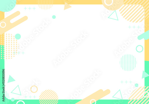 夏　グリーン　イエロー　クリームソーダ　ポップ 　幾何学　フレーム　背景	
