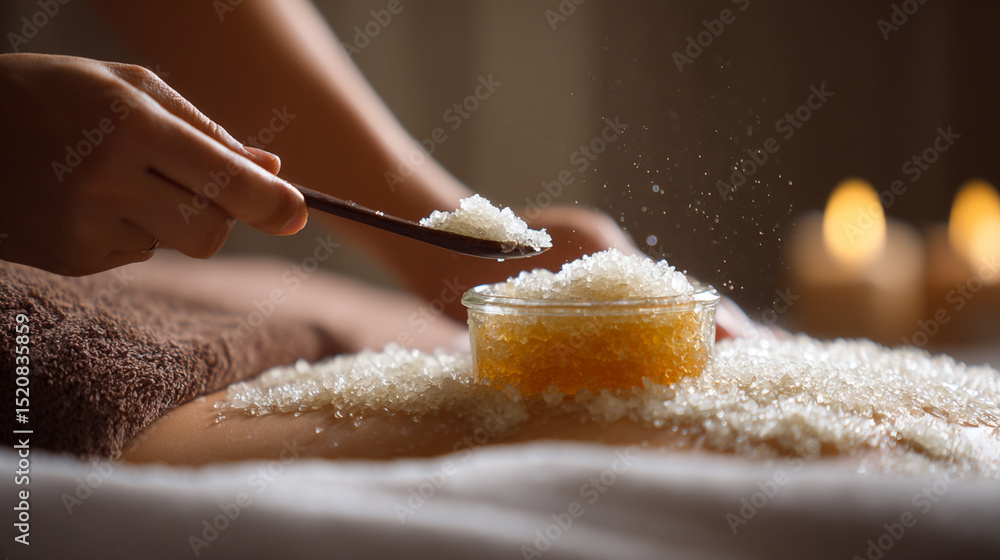 Fototapeta premium Experience Tranquility with Spa Therapy: Relaxation and Exfoliation with Natural Ingredients for Optimal Skin Care