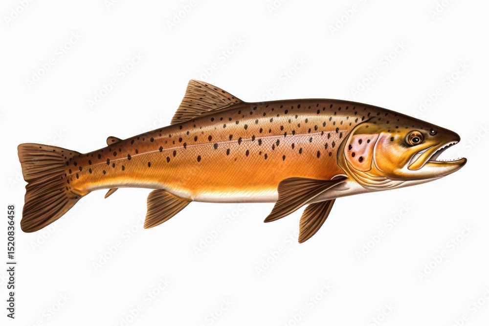 Fototapeta premium Illustration of a detailed salmon fish swimming in a clear environment