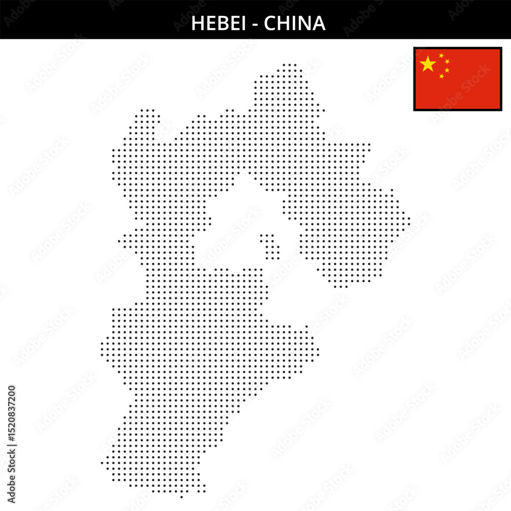 Obraz premium Small dots map of hebei in China