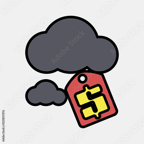 Icon carbon pricing. Renewable energy elements. Icon in filled line style.