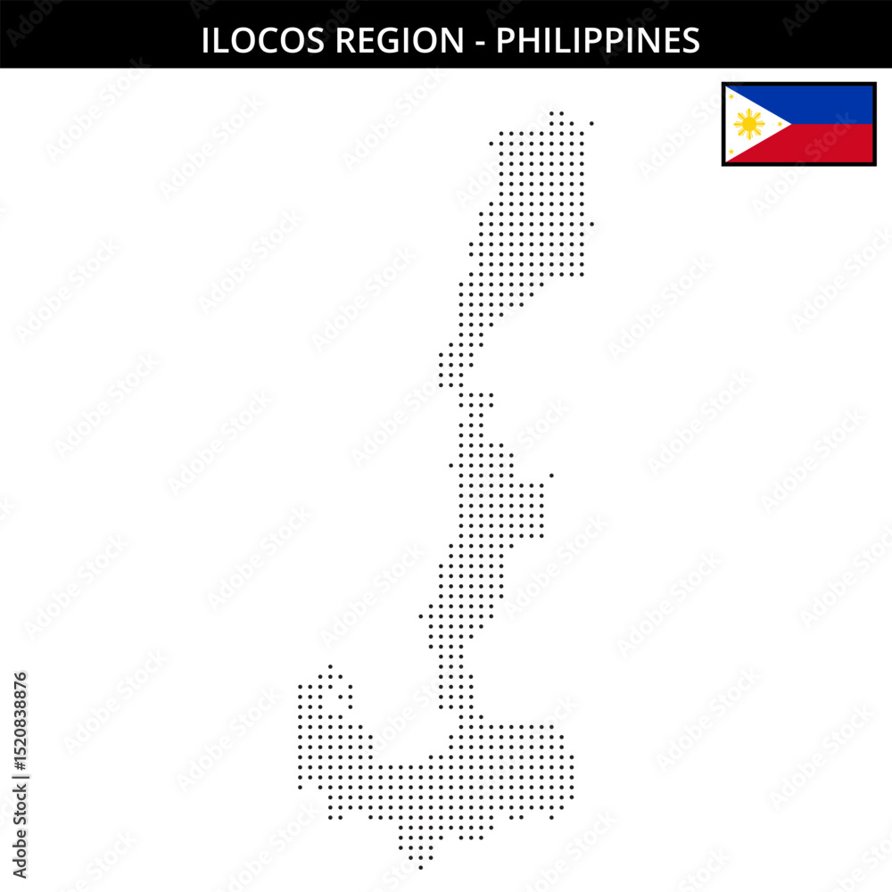 Obraz premium Small dots map of ilocos-region in Philippines