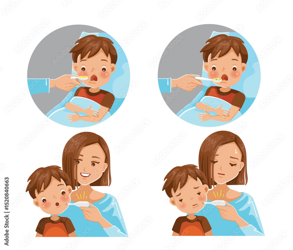 Mother Takes Care of Her Sick Son Mother Takes Care of Her Sick Son