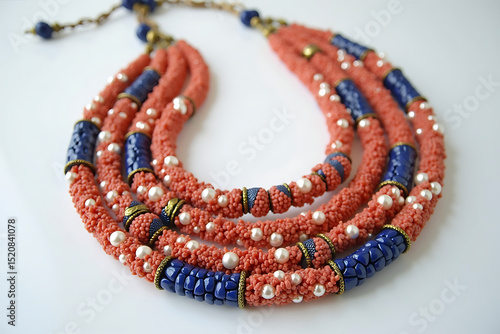 Patriotic FriendshipClose-up of red, white, and blue beads on a handmade friendship bracelet with intricate woven threads. AI-generated