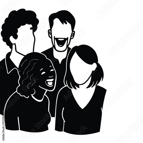 A cheerful group of people laughing and enjoying each other's company