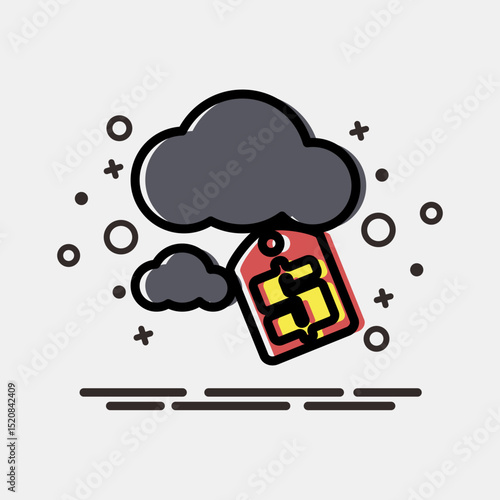 Icon carbon pricing. Renewable energy elements. Icon in MBE style.