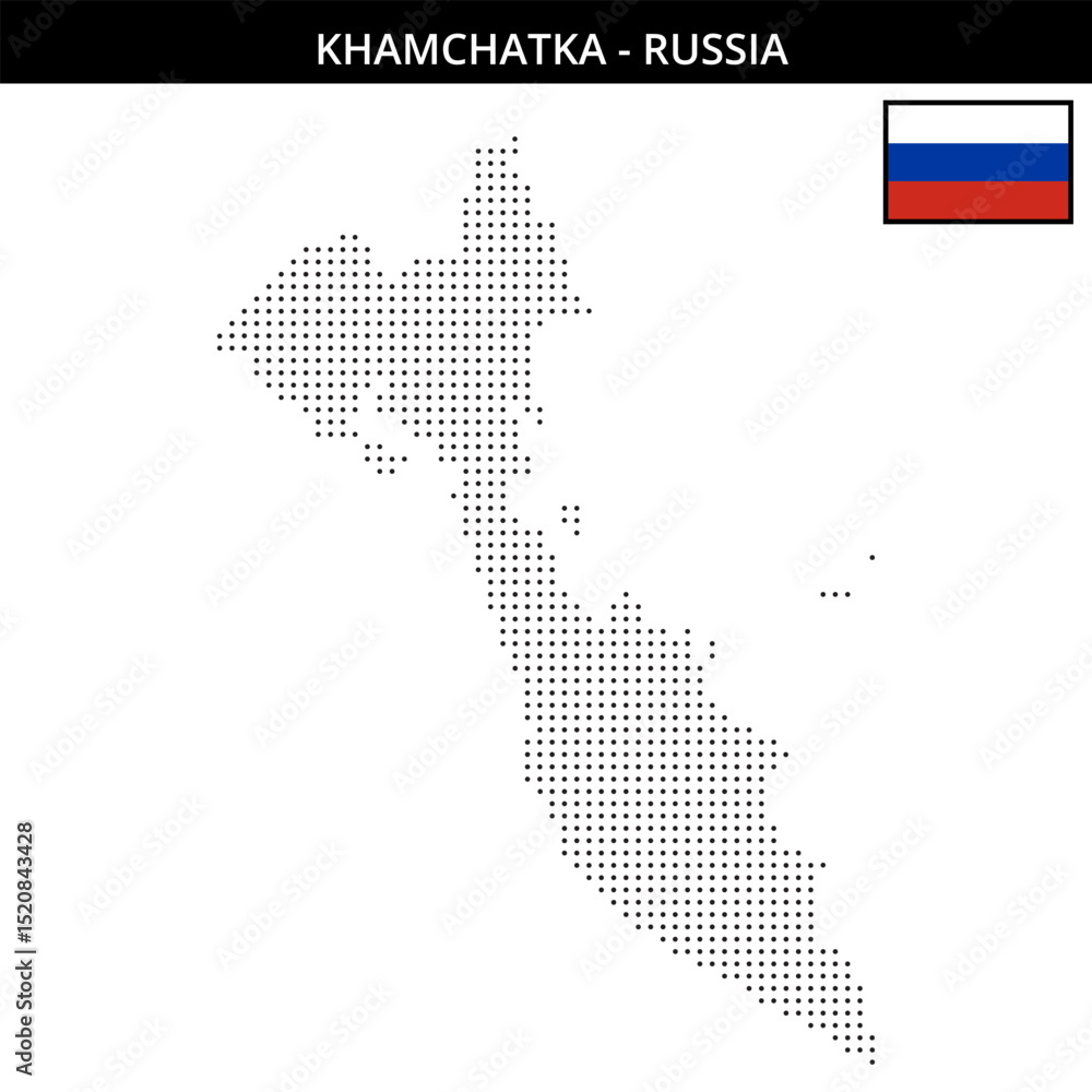 Obraz premium Small dots map of khamchatka in Russia