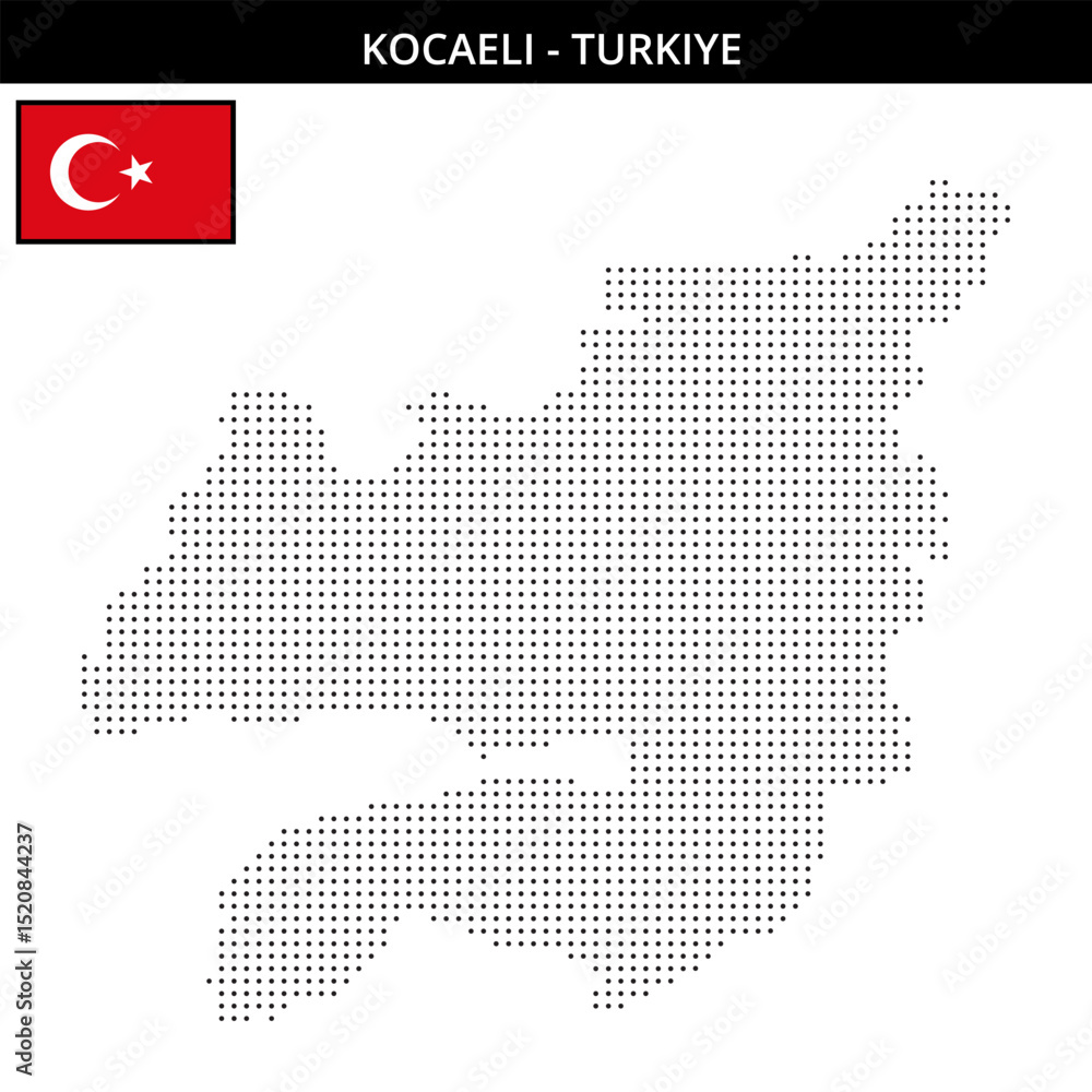 Fototapeta premium Small dots map of kocaeli in Turkiye