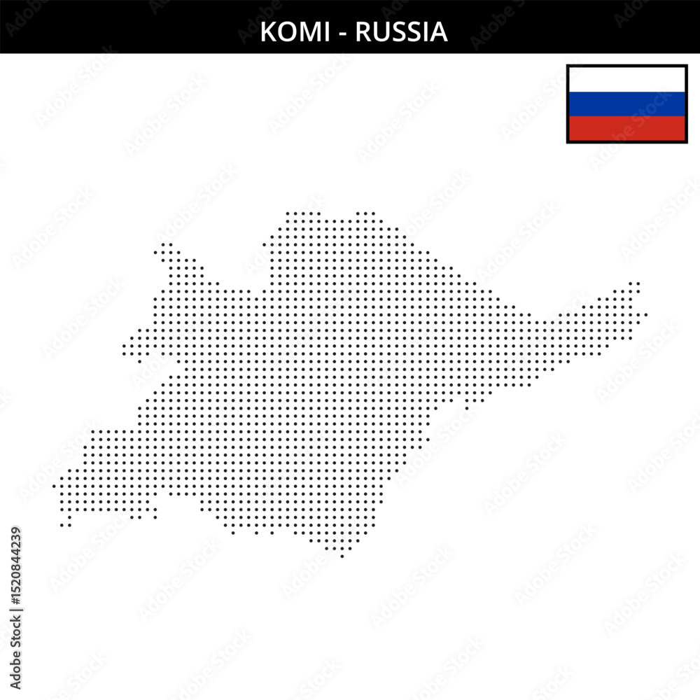 Obraz premium Small dots map of Komi in Russia