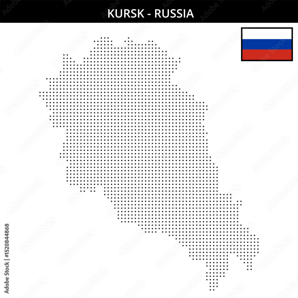 Obraz premium Small dots map of kursk in Russia