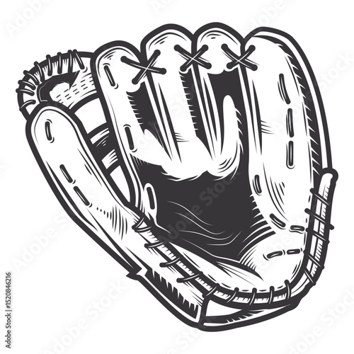 Baseball Glove vintage classic retro silhouette icon vector illustration design on white background