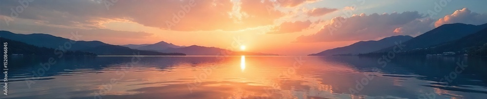 Serene waterfront scene at sunrise, calm water reflecting the sky, tranquil atmosphere, perfect for relaxation or travel themes , serene, color Serene waterfront scene at sunrise, calm water reflecting the sky, tranquil atmosphere, perfect for relaxation or travel themes , serene, color