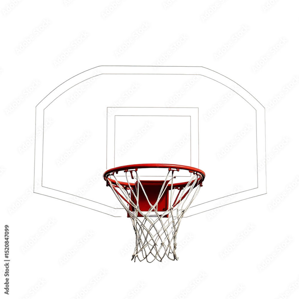 A close up of a basketball hoop with a red rim and a white net on a black background isolated shot A close up of a basketball hoop with a red rim and a white net on a black background isolated shot