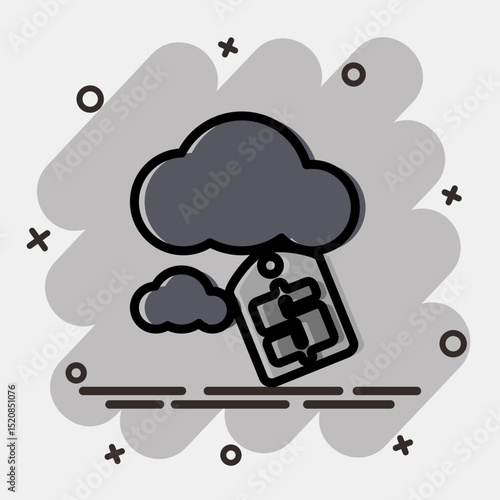 Icon carbon pricing. Renewable energy elements. Icon in comic style.