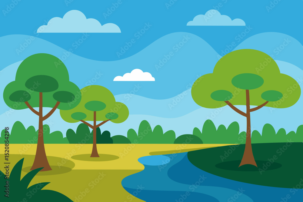 Fototapeta premium summer landscape with trees