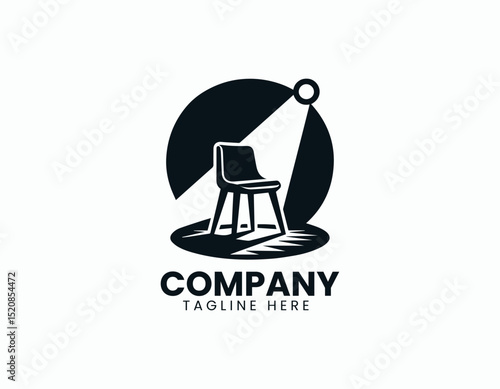 Spotlighted Chair Empty Stage Dramatic Ambiance Vector Logo Design