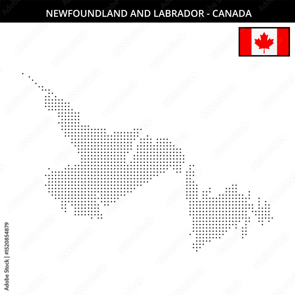 Obraz premium Small dots map of Newfoundland-and-Labrador in Canada
