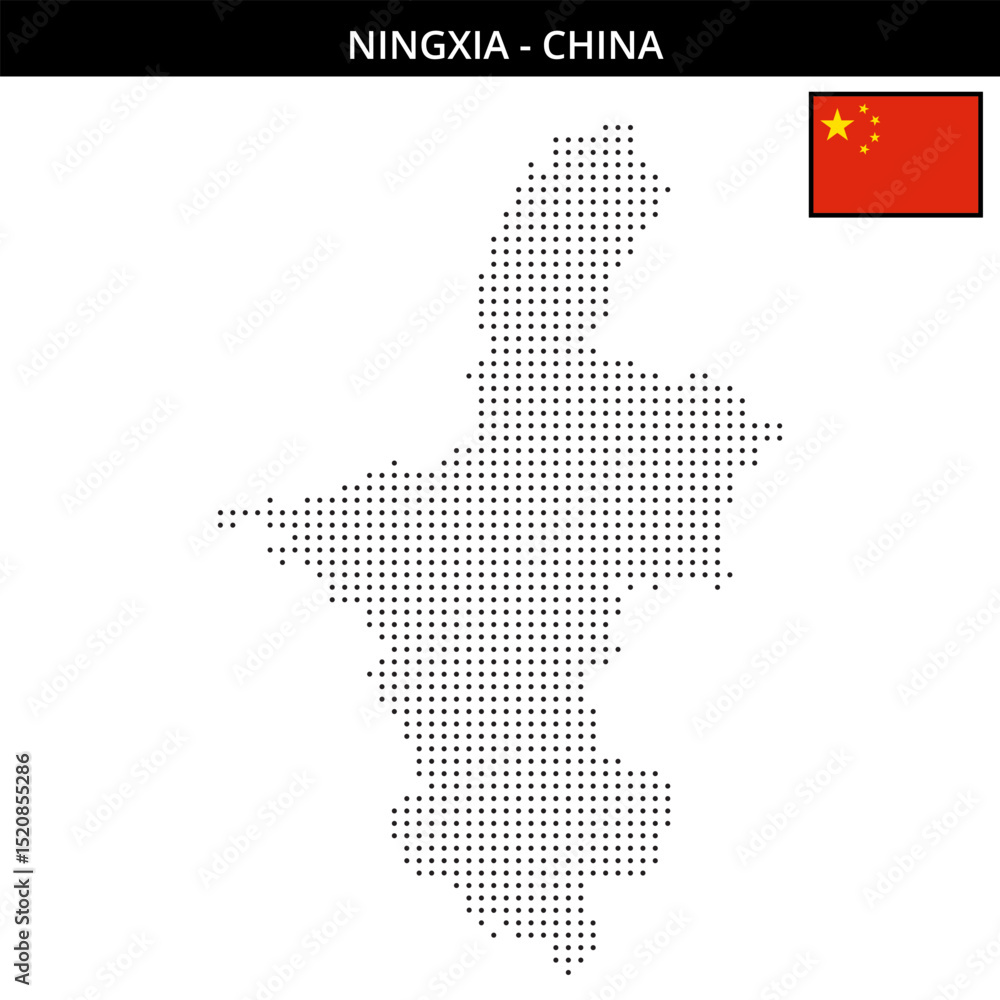 Obraz premium Small dots map of ningxia in China