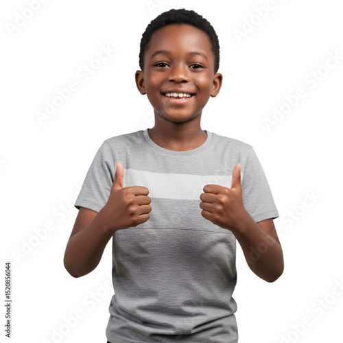 Smiling African American Boy Giving Thumbs Up - Isolated