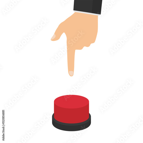 Hand about to press big red button