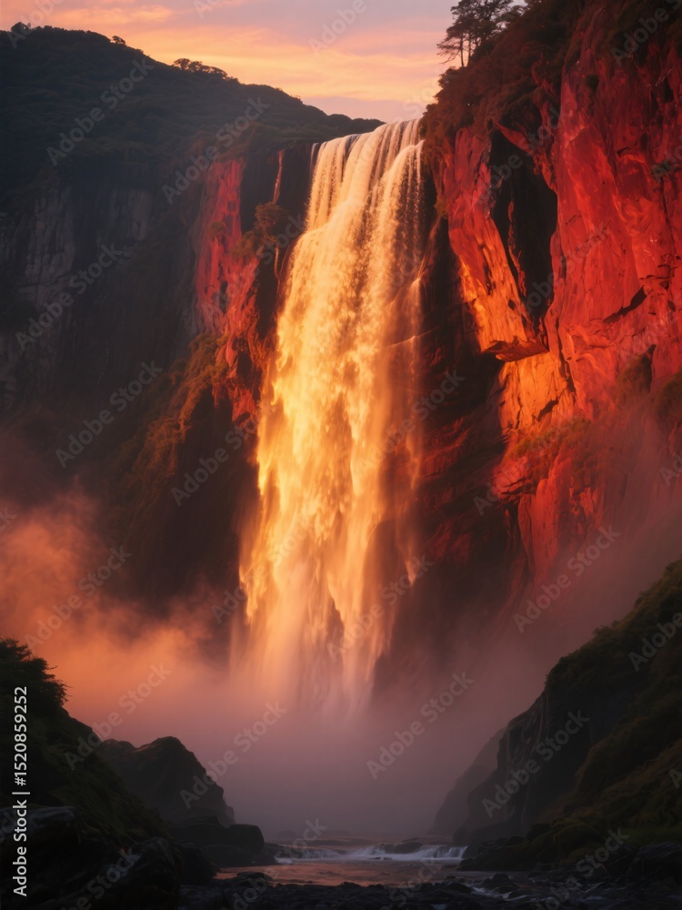 Fototapeta premium Waterfall at sunset