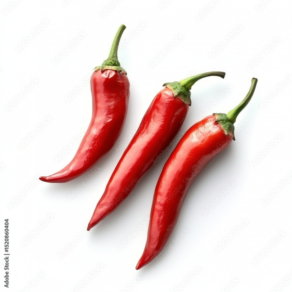 Fresh Red Chili Peppers Isolated on White Background for Cooking Use Fresh Red Chili Peppers Isolated on White Background for Cooking Use