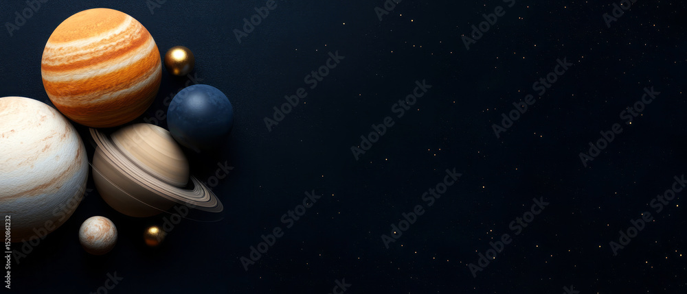 Colorful Arrangement of Planets and Celestial Bodies in a Dark Space Environment Colorful Arrangement of Planets and Celestial Bodies in a Dark Space Environment