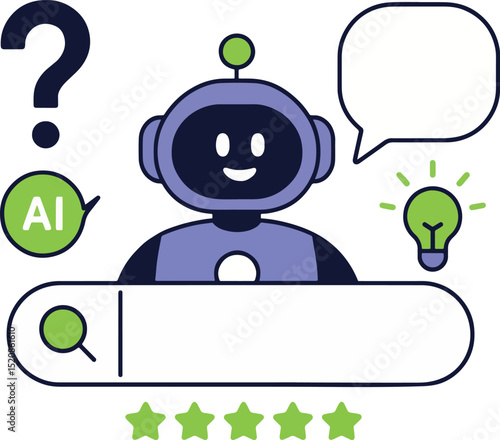 AI Chatbot Concept Vector Illustration on White Background.
