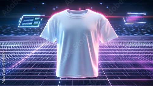 White t-shirt displayed on a digital grid.