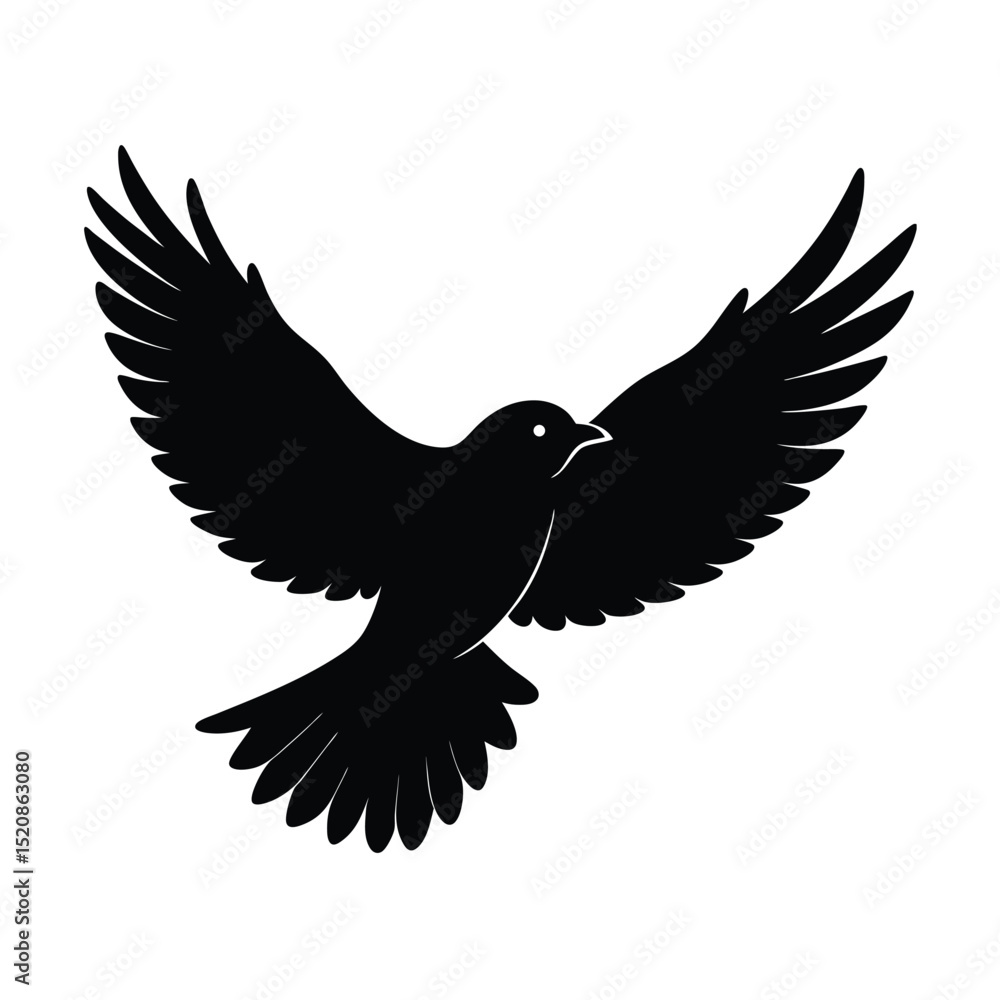 Fototapeta premium Bird Flying Overhead Vector Silhouette