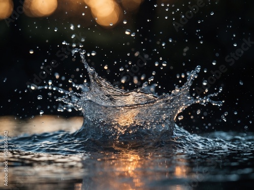 Wallpaper Mural Splashing Water Crown. Capturing the Beauty of a Moment in Aquatic Suspension, a Splatter. Torontodigital.ca