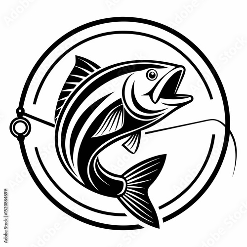 fish with hook vector 