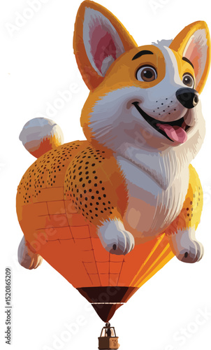 create a hot air balloon in the shape of a sweet corgi dog 