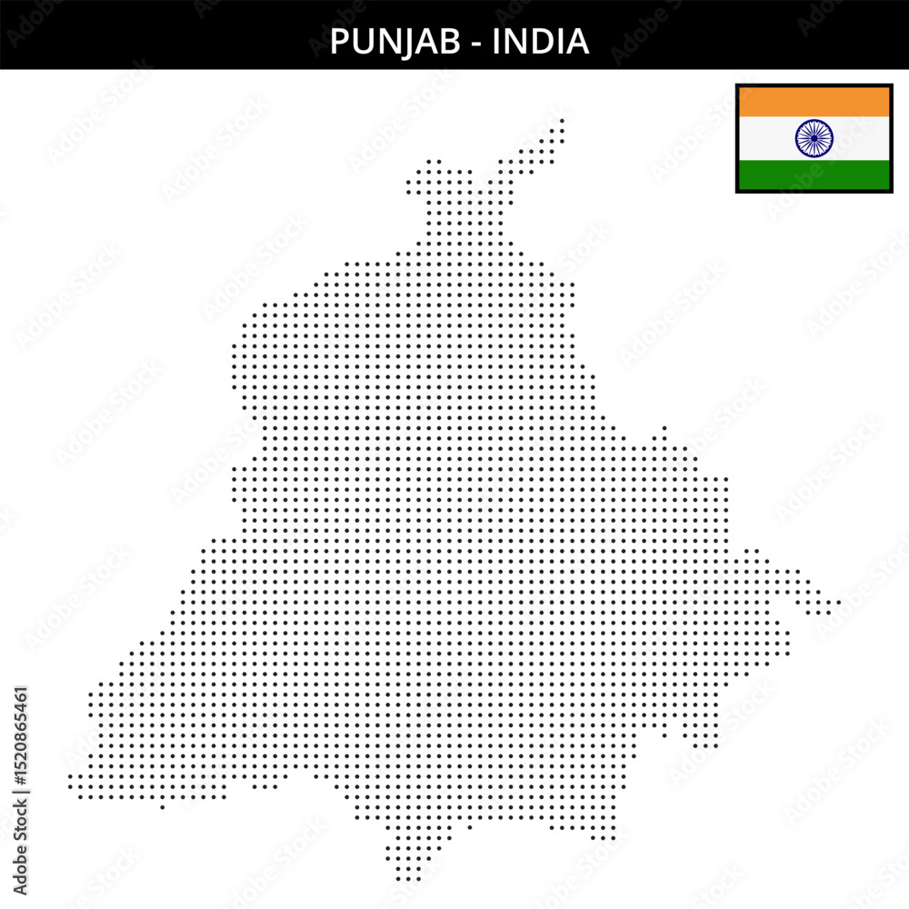 Fototapeta premium Small dots map of punjab in India