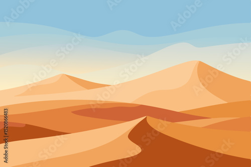 Moroccan Sahara Desert: A vibrant landscape of sun-drenched sand dunes under a vast sky, perfect for travel adventure