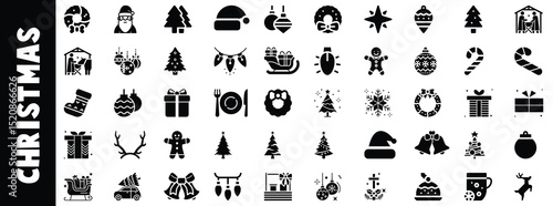 Merry christmas icons festive holiday season symbols