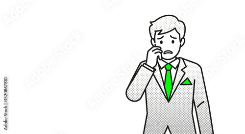 Concerned Businessman in Suit - Emotional Reaction Illustration for Professional Context