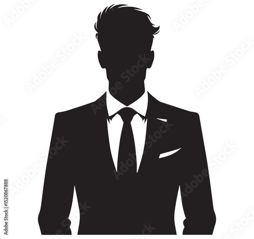 Black Silhouette of a Professional Business Man in a Suit and Tie Profile Icon