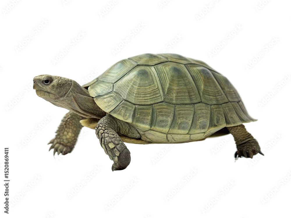 Obraz premium Desert tortoise walking isolated on transparent background, a reptile with a shell
