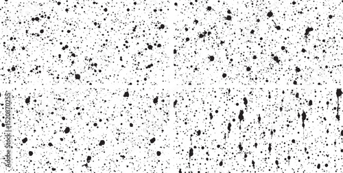 Grunge Texture: Black Ink Splatters on White Background, Vector Illustration